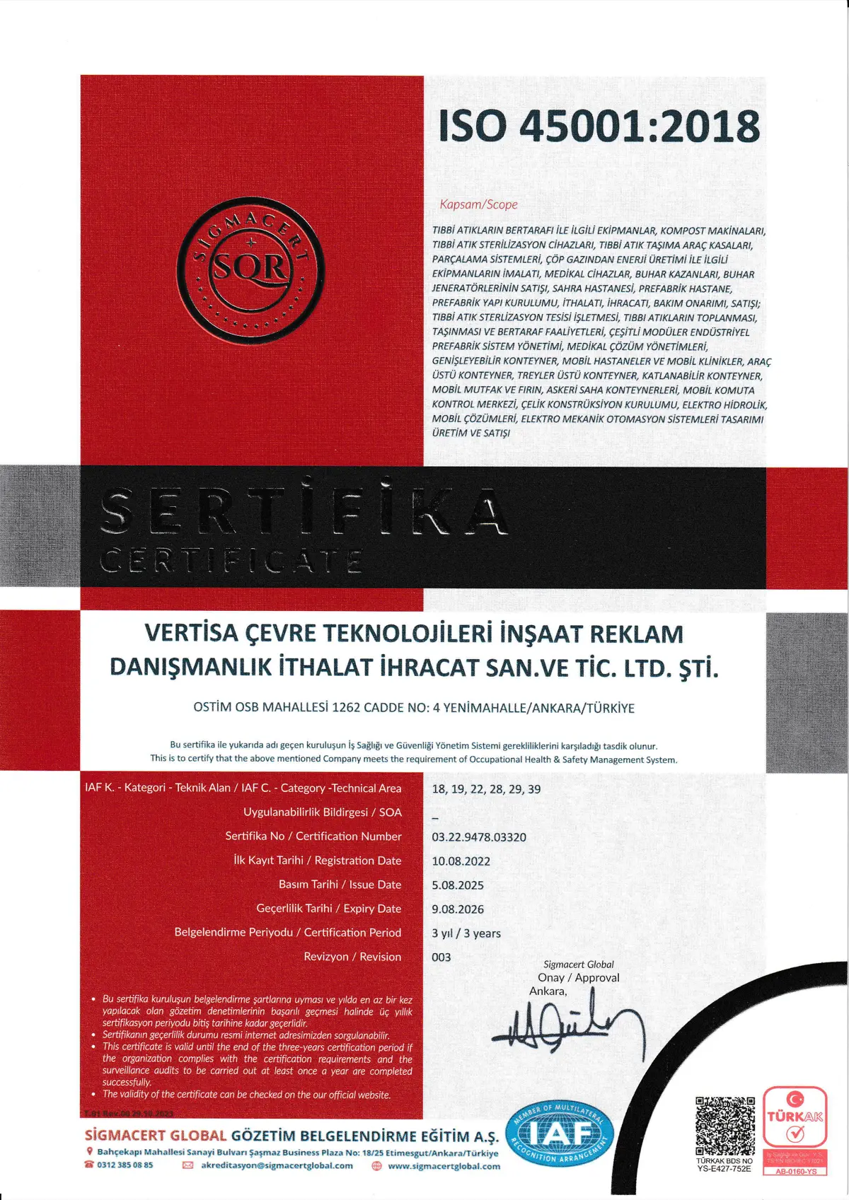 ISO 45001 Sertifikası